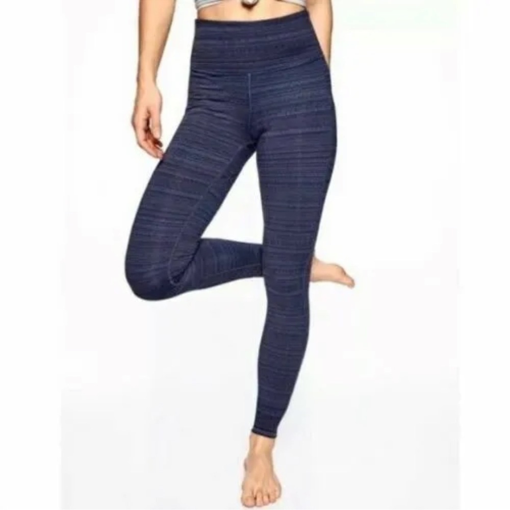 athleta High Rise Jacquard Chaturanga Tight Navy
